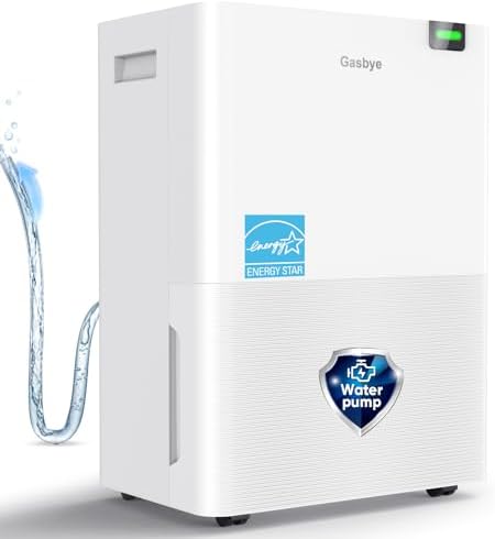 Gasbye 4500 Sq.Ft. 2026 Energy Star Dehumidifier for Basement &amp; Large Rooms with Drain Hose, Max 115 Pints/Day, 45dB Quiet Compressor, 1.7 Gal Water Tank, Auto Shut-Off &amp; Restart, Black