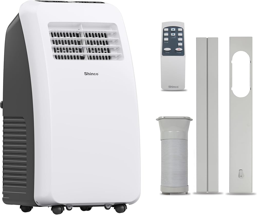 Shinco 8,000 BTU Portable Air Conditioner - 3-in-1 Cool/Dehumidifier/Fan for Rooms Up to 350 sq.ft, Remote Control & 24H Timer, Compact AC Unit for Bedroom/Office